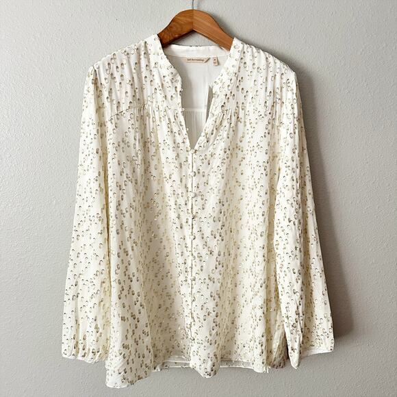 Soft Surroundings Mila Gold Metallic Leopard‎ Blouse Women’s Plus Size 3X NEW - Picture 2 of 11